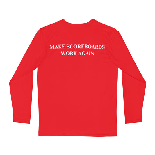 RED || MAKE SCOREBOARDS WORK AGAIN || Men's Moisture Wicking Long Sleeve Shirt