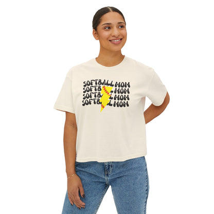 SOFTBALL MOM GROOVY T SHIRT || Women's Boxy Tee