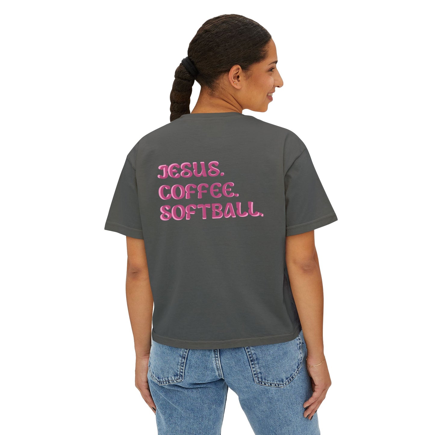 JESUS. COFFEE. SOFTBALL. || Women's Boxy Tee