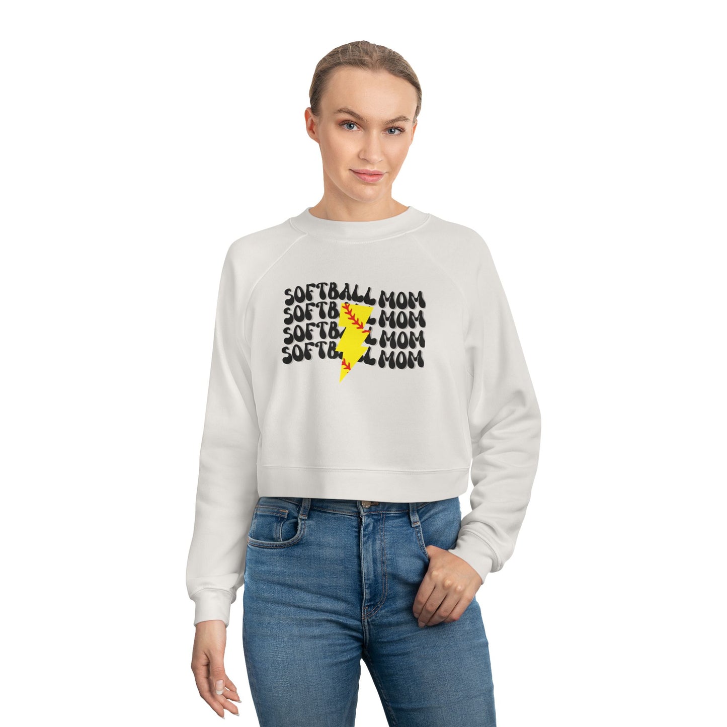 SOFTBALL MOM || Women's Cropped Fleece Pullover