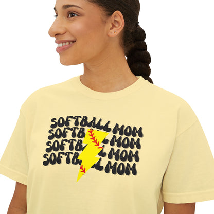 SOFTBALL MOM GROOVY T SHIRT || Women's Boxy Tee