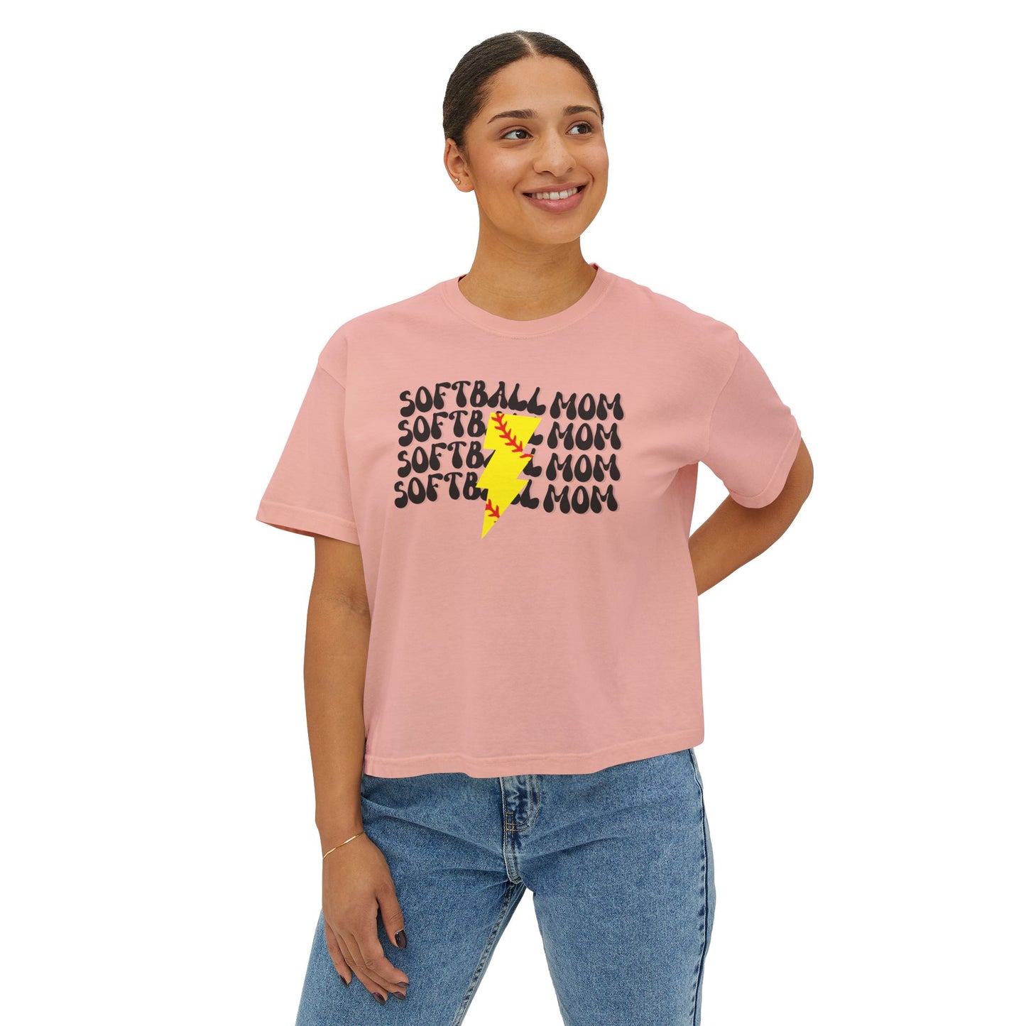 SOFTBALL MOM GROOVY T SHIRT || Women's Boxy Tee