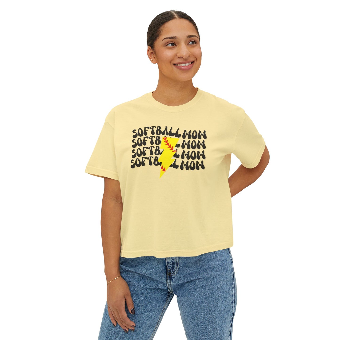 SOFTBALL MOM GROOVY T SHIRT || Women's Boxy Tee