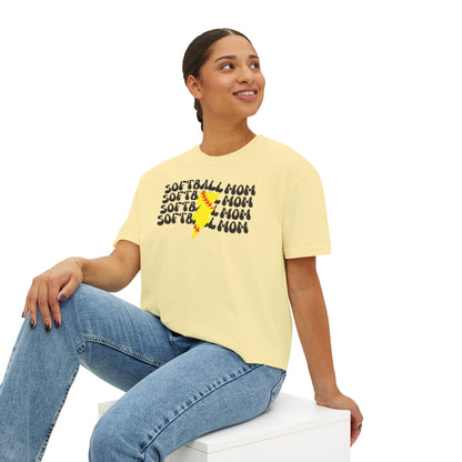 SOFTBALL MOM GROOVY T SHIRT || Women's Boxy Tee