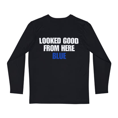 BLACK | LOOKED GOOD FROM HERE BLUE || Men's Moisture Wicking Long Sleeve Shirt