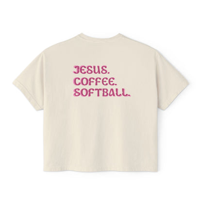 JESUS. COFFEE. SOFTBALL. || Women's Boxy Tee