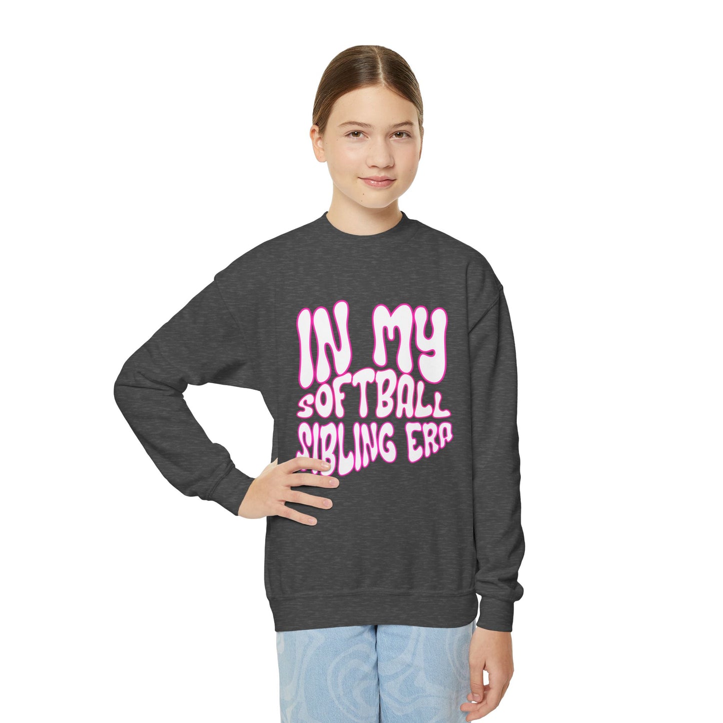 IN MY SOFTBALL SIBLING ERA || Youth Crewneck Sweatshirt