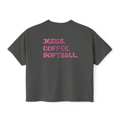 JESUS. COFFEE. SOFTBALL. || Women's Boxy Tee