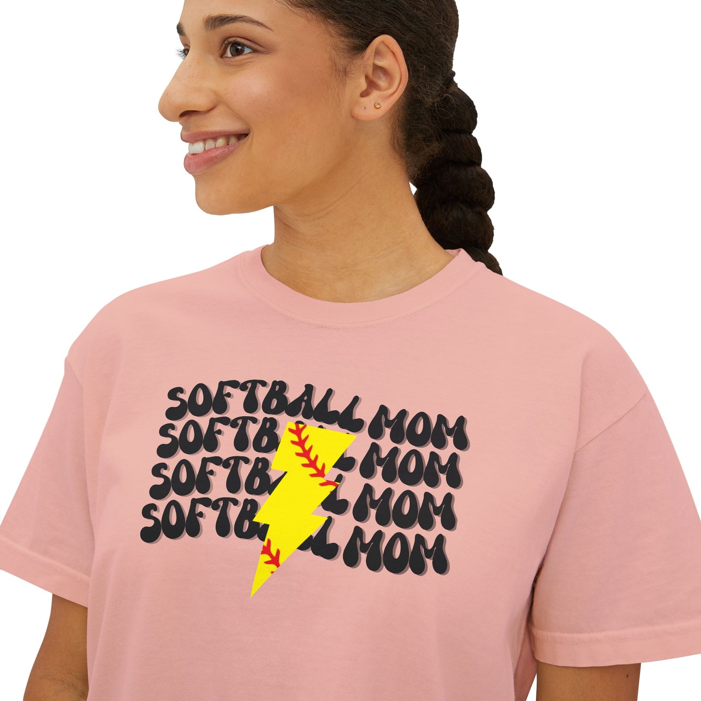 SOFTBALL MOM GROOVY T SHIRT || Women's Boxy Tee