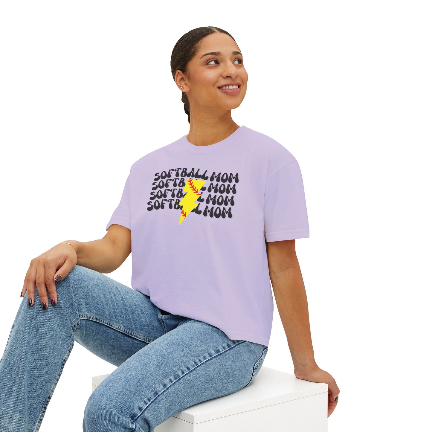 SOFTBALL MOM GROOVY T SHIRT || Women's Boxy Tee