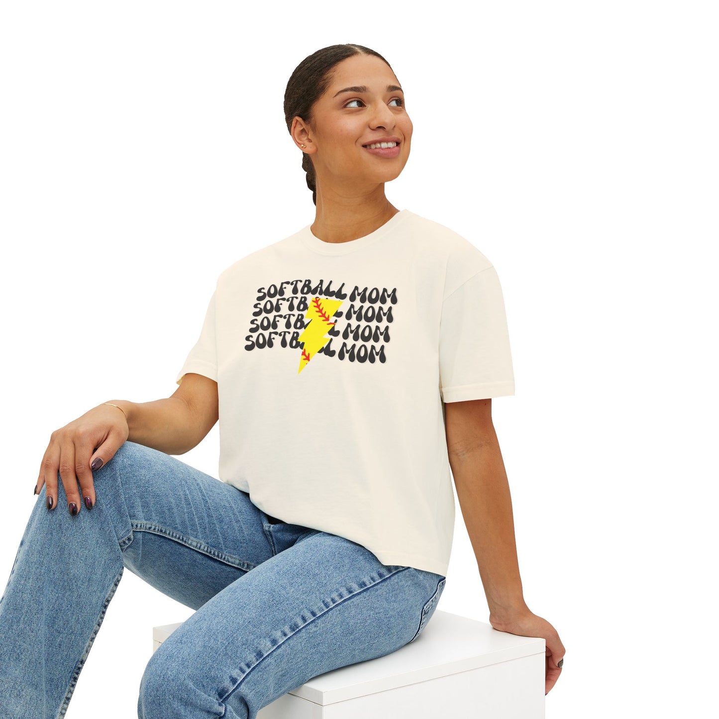 SOFTBALL MOM GROOVY T SHIRT || Women's Boxy Tee