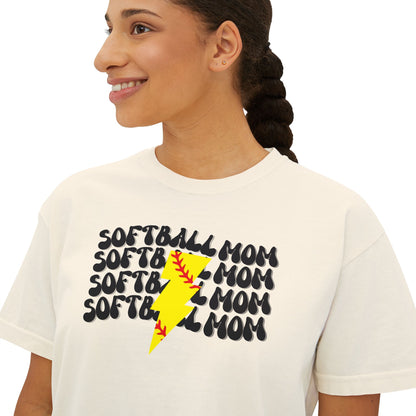 SOFTBALL MOM GROOVY T SHIRT || Women's Boxy Tee