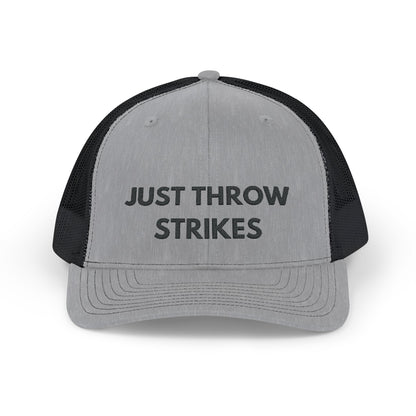 JUST THROW STRIKES || Embroidered Snapback Trucker Cap