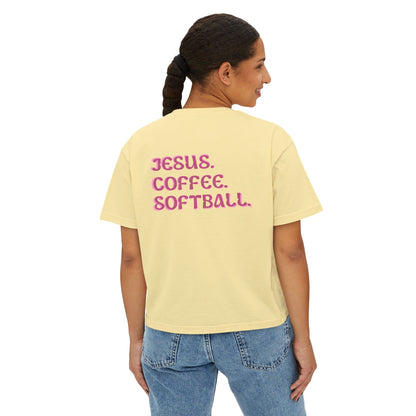 JESUS. COFFEE. SOFTBALL. || Women's Boxy Tee